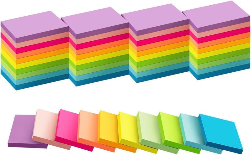 Kozerite (50 Pads) Sticky Notes 1.5x2, 10 Colors Self Sticky Notes, Sticky Pads, Recyclable, Self-Stick Pads, Easy to Post for Home, Office, Notebook - Image 1